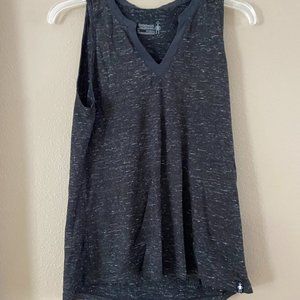 SMARTWOOL BLACK WITH WHITE SPECKS SLEEVELESS SHIRT SZ M